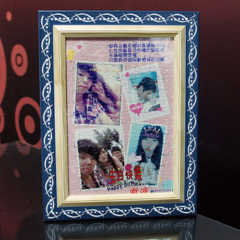 轉印拼圖-A4直印(藍色木框)